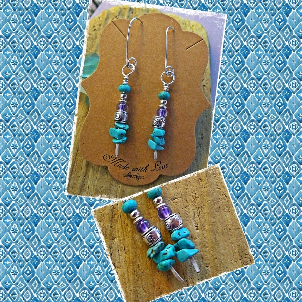 Handcrafted Turquoise & Bead Earrings